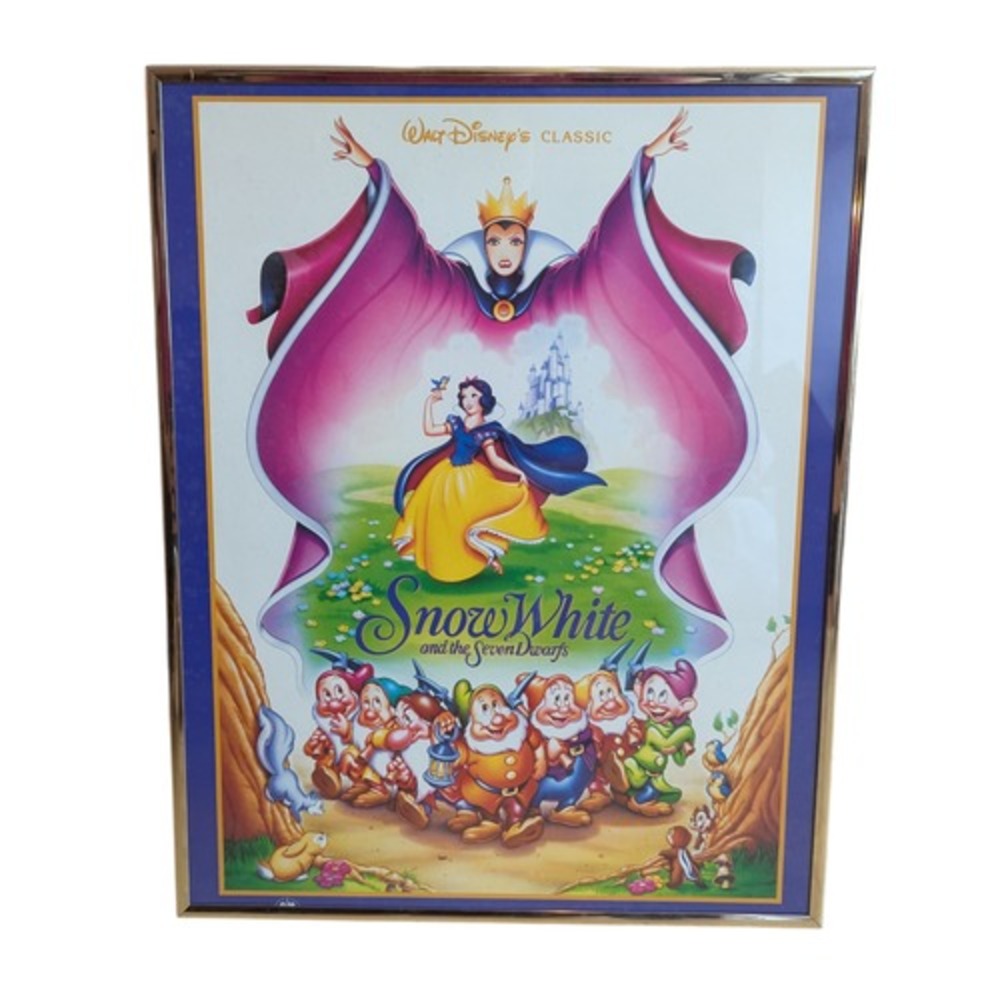 Vintage Walt Disney Classic Snow White And The Seven Dwarfs Framed Movie Poster